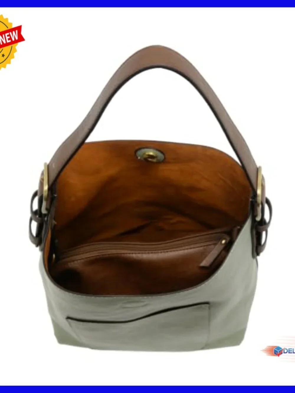 Large Faux Leather Hobo Handbag with 3 Compartments and 4 Pockets